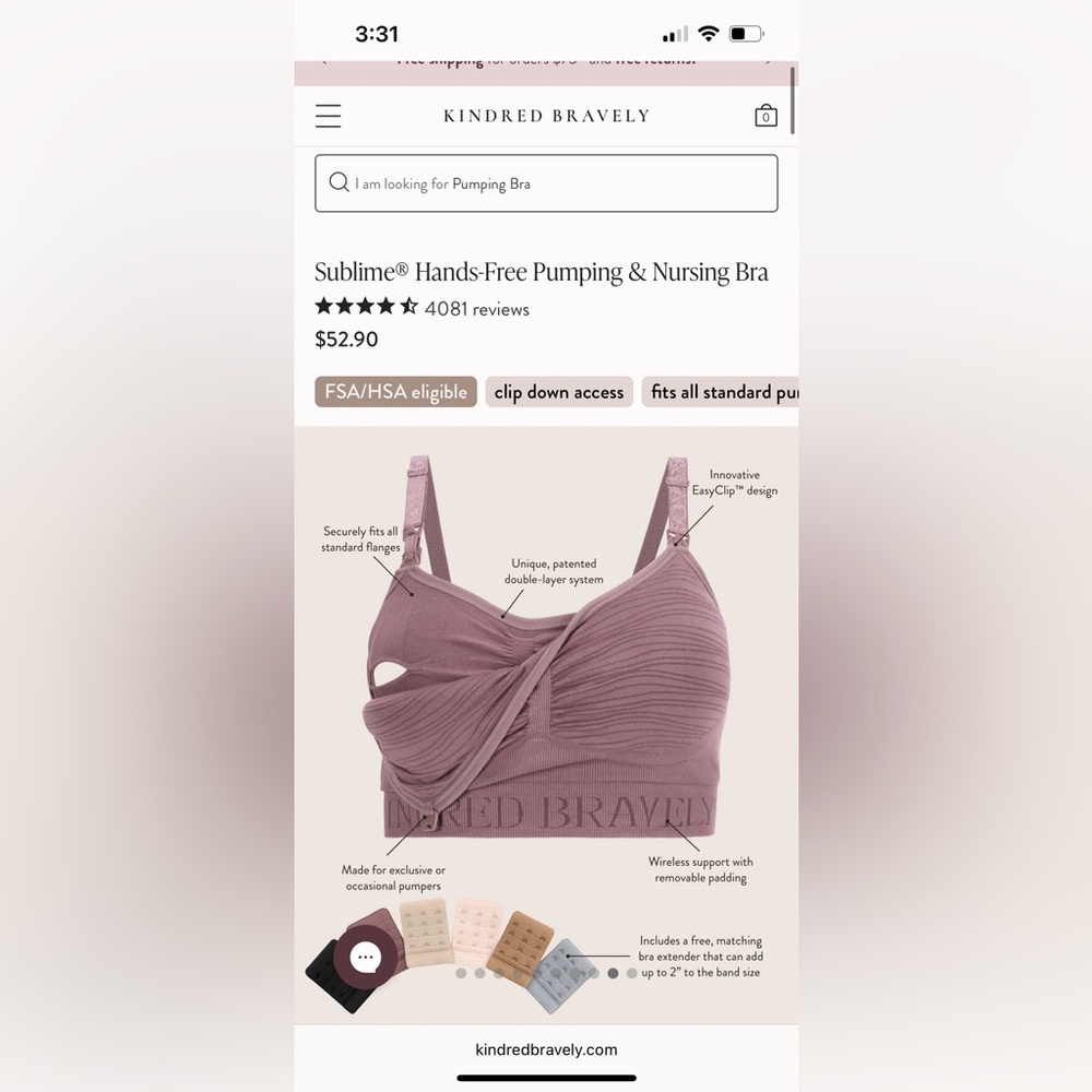 Kindred Bravely pumping bra NWT size M